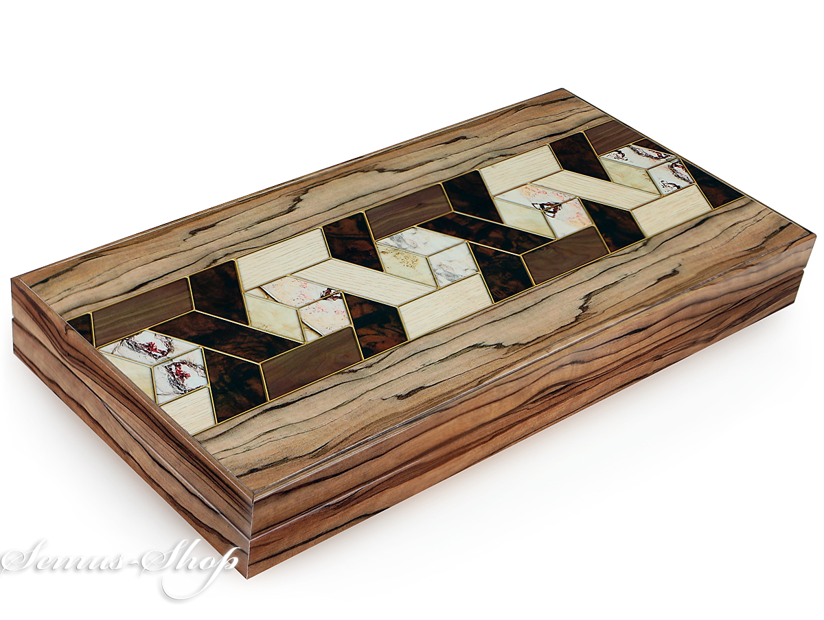 DELUXE Holz Backgammon Tavla Spiel Set ELEGANCE im XXL Format 57x48,8 cm 